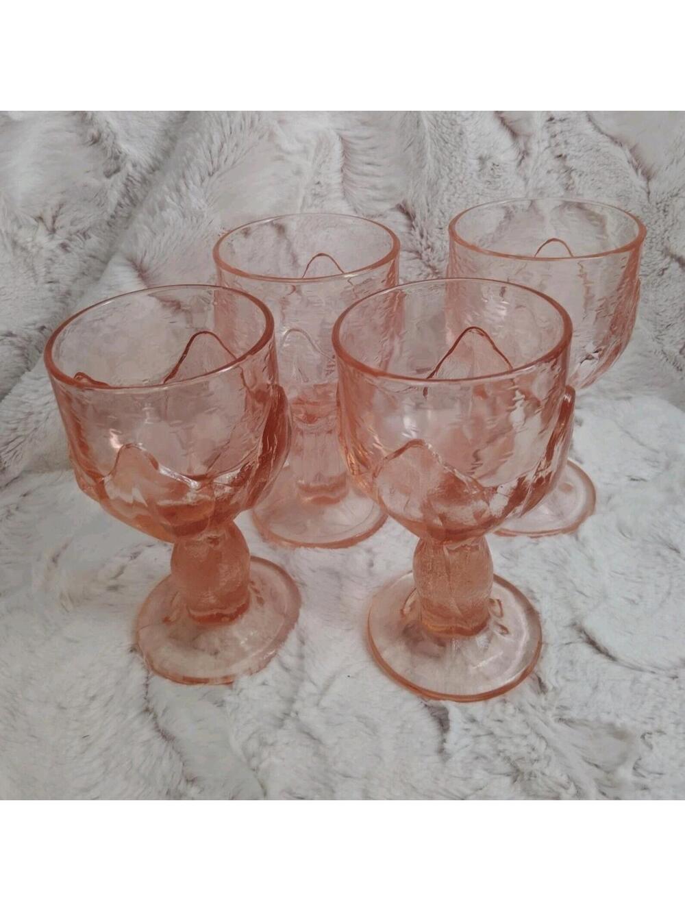 Vintage Pink Tiffin Franciscan Cabaret Glass Weighty Goblets Set Of 4